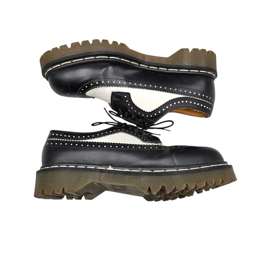 Dr Martens Men's Size 9 US 3989 Made In England Black White Wingtip Oxfords READ